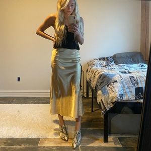 Gold satin skirt